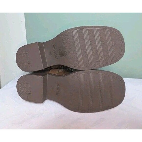 Women Mid Calf Boots PU Square Toe Motorcycle Adjustable Buckles Riding 8.5 & 9 - Picture 10 of 14